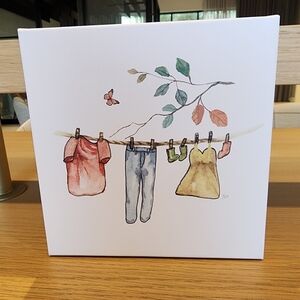 NIB-Charming Canvas Art with Clothesline Design👚👕🌞